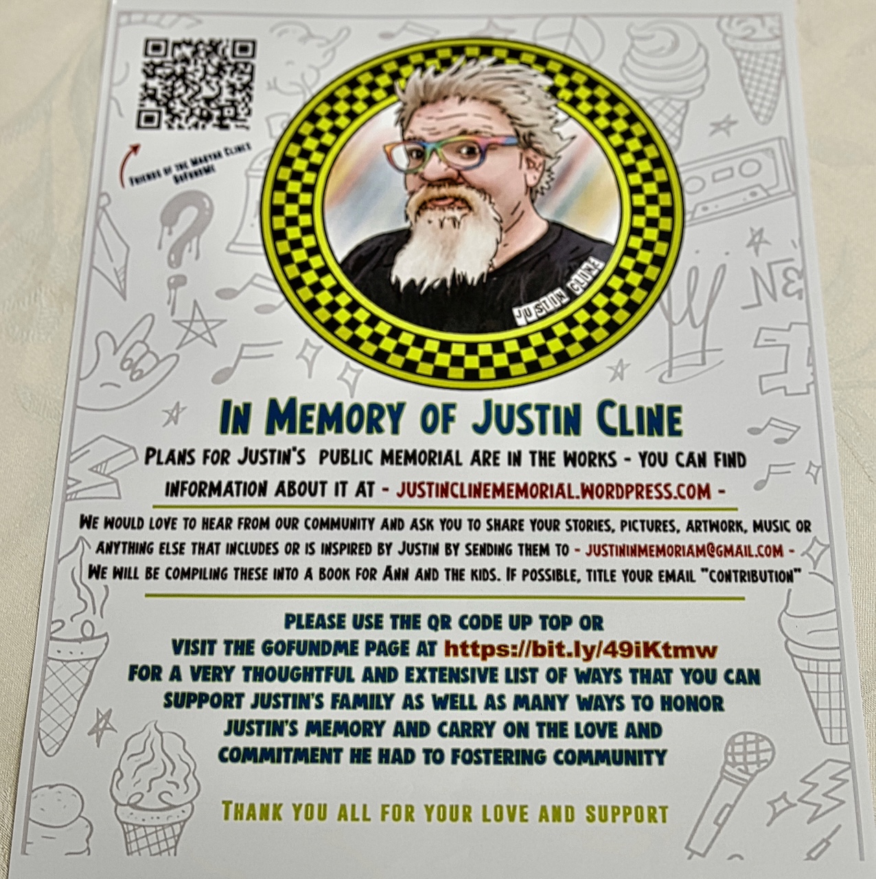 in memory of Justin cline