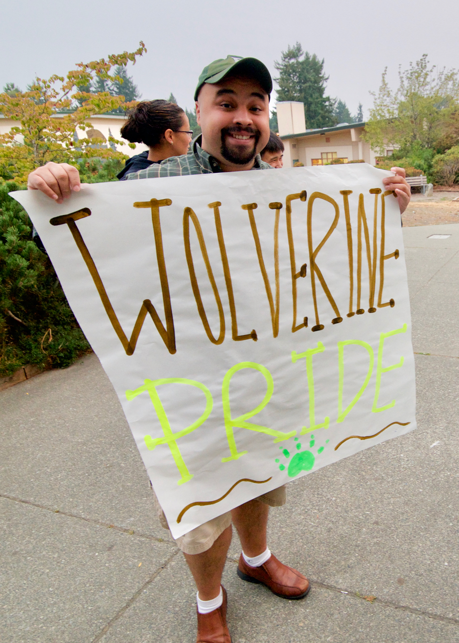 Alum and former school counselor Aaron Garcia was showing his school spirit. Photo by Patrick Robinson