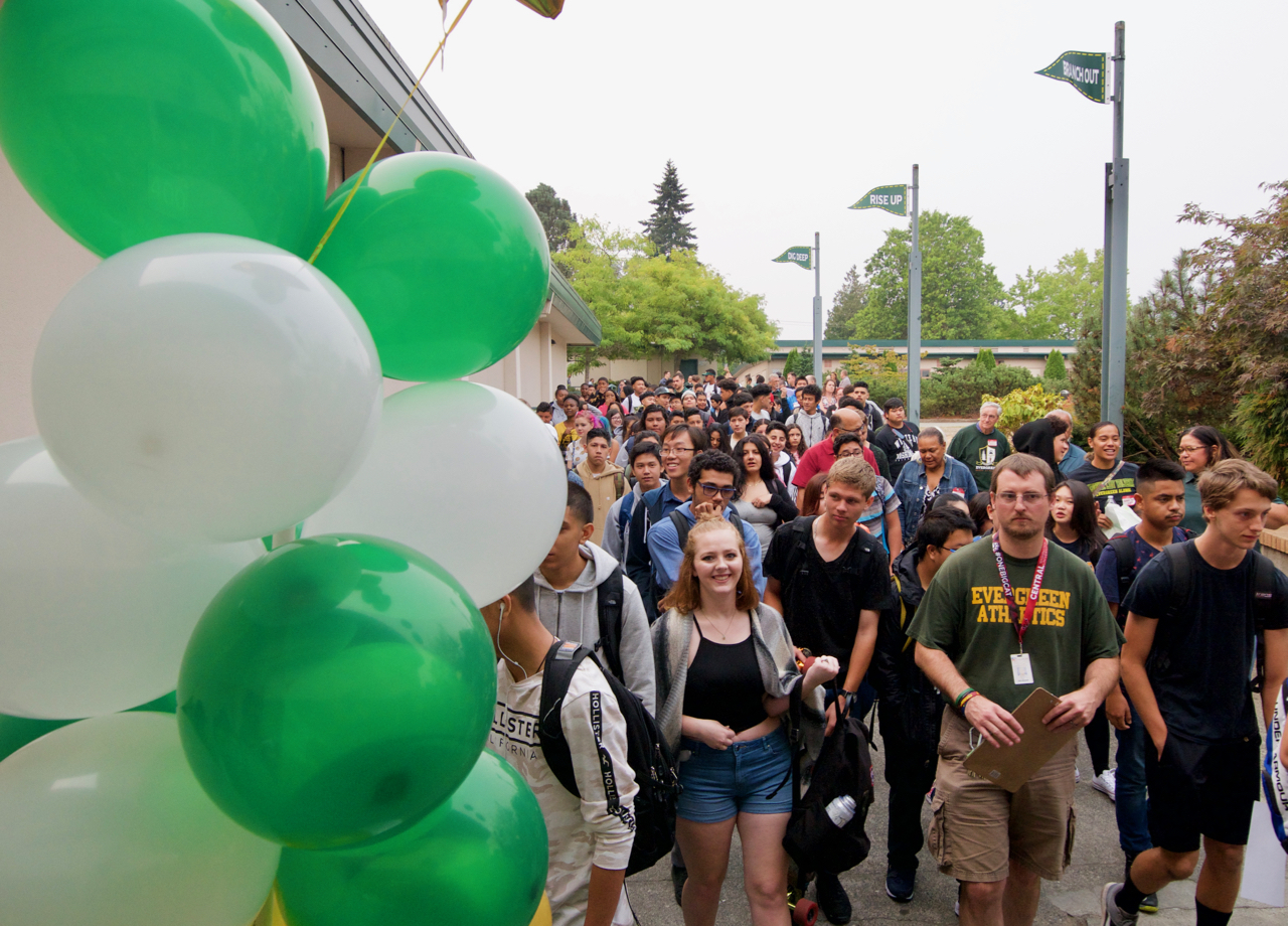 Students at Evergreen High School