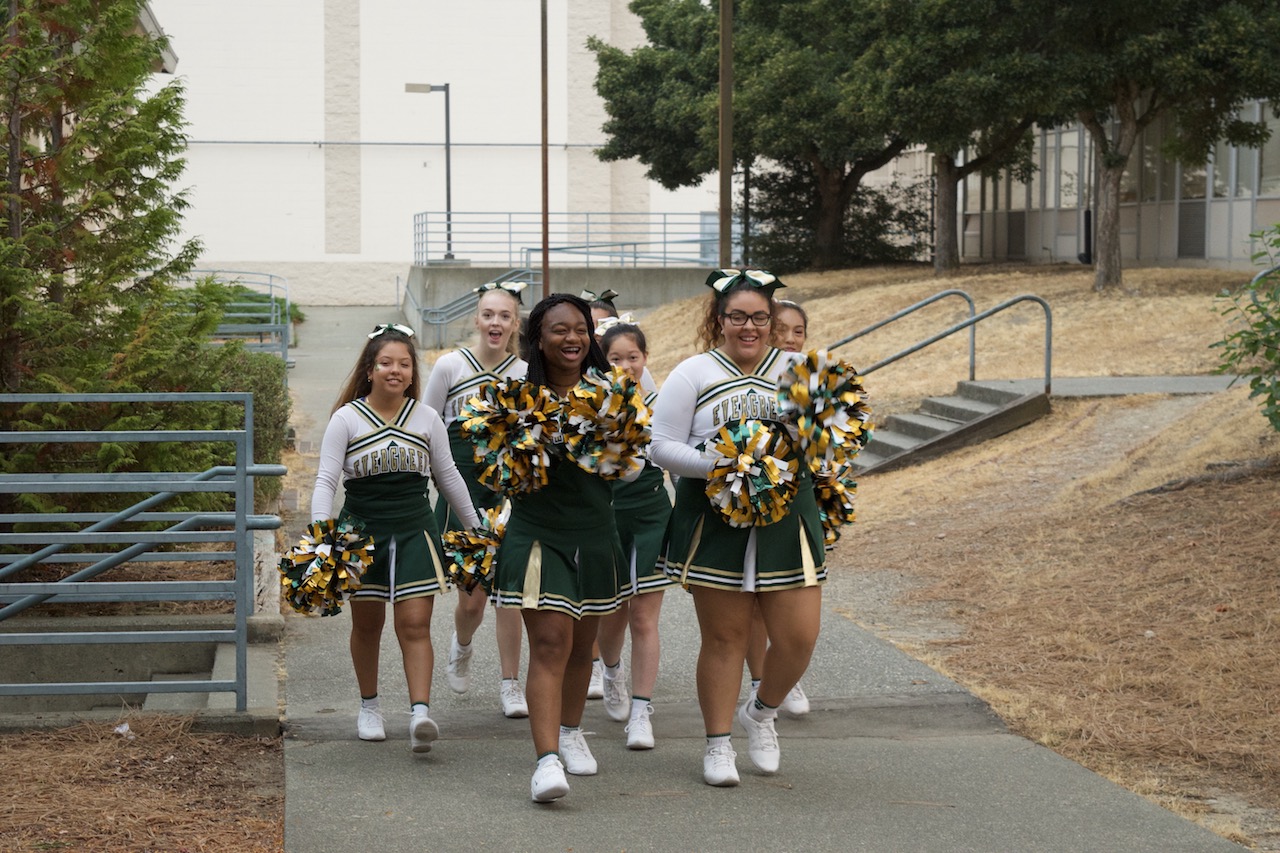 Evergreen cheer staff