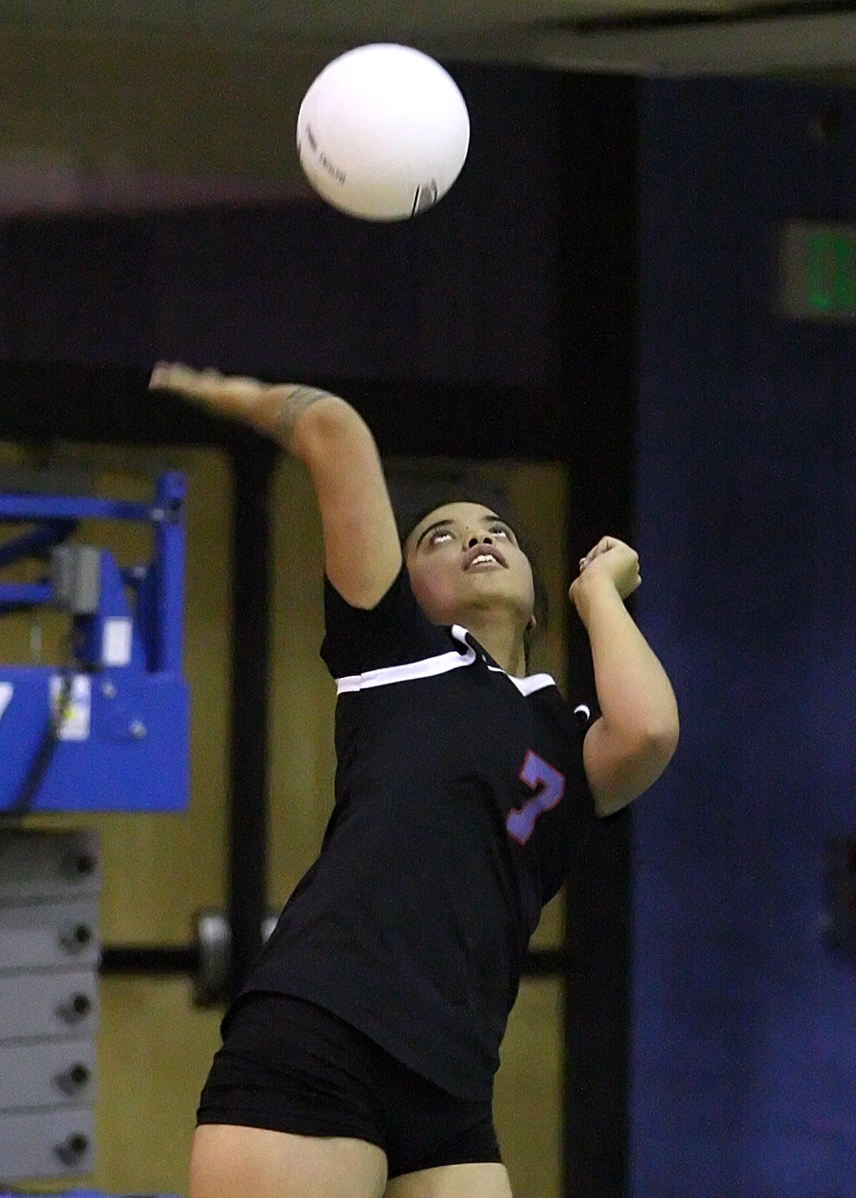 Kentoria Taitai of Chief Sealth focuses in on the ball as she serves.