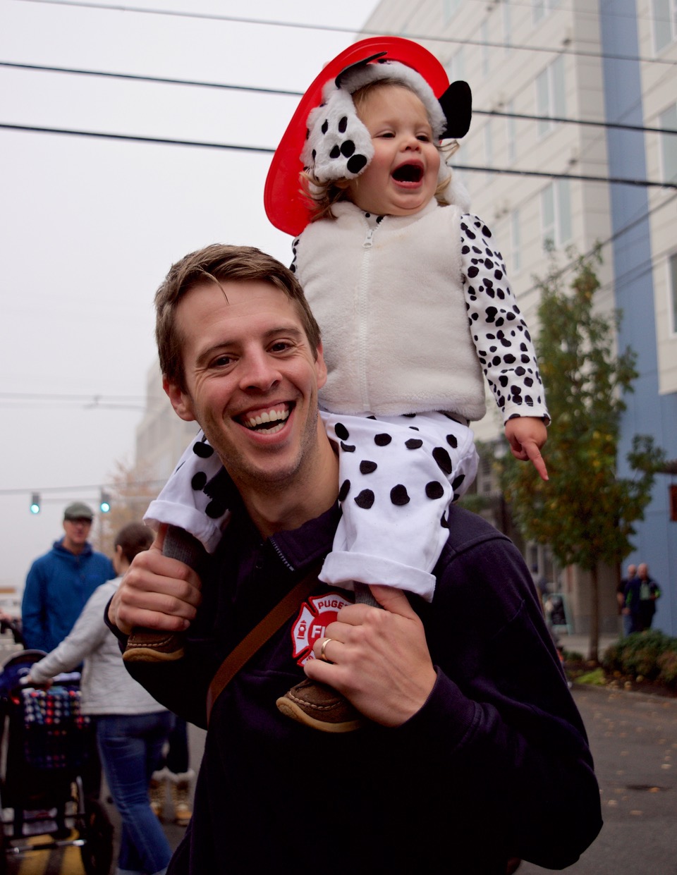 happy dad and baby