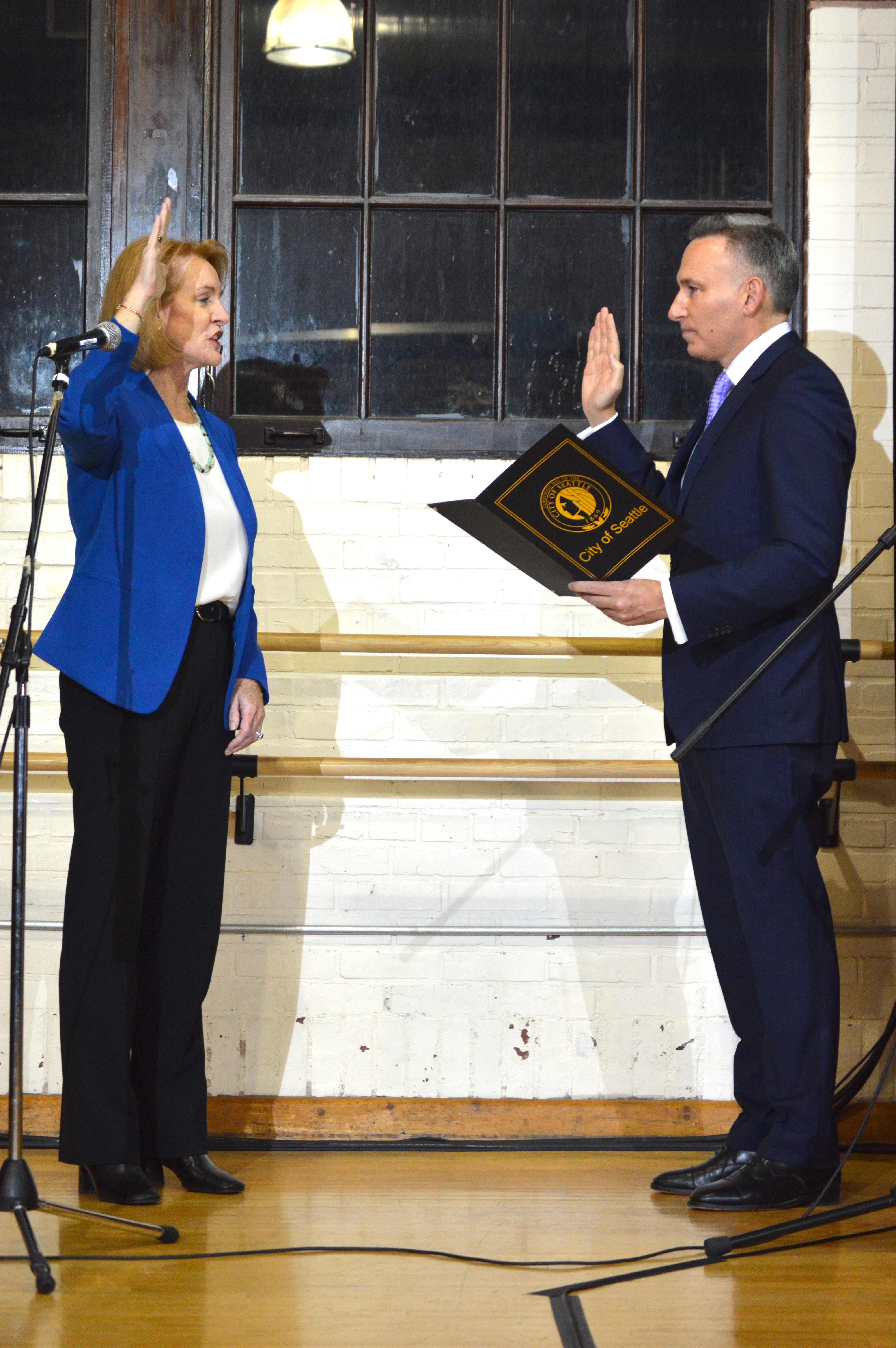 Durkan was sworn in by West Seattle resident, King County Executive Dow Constantine