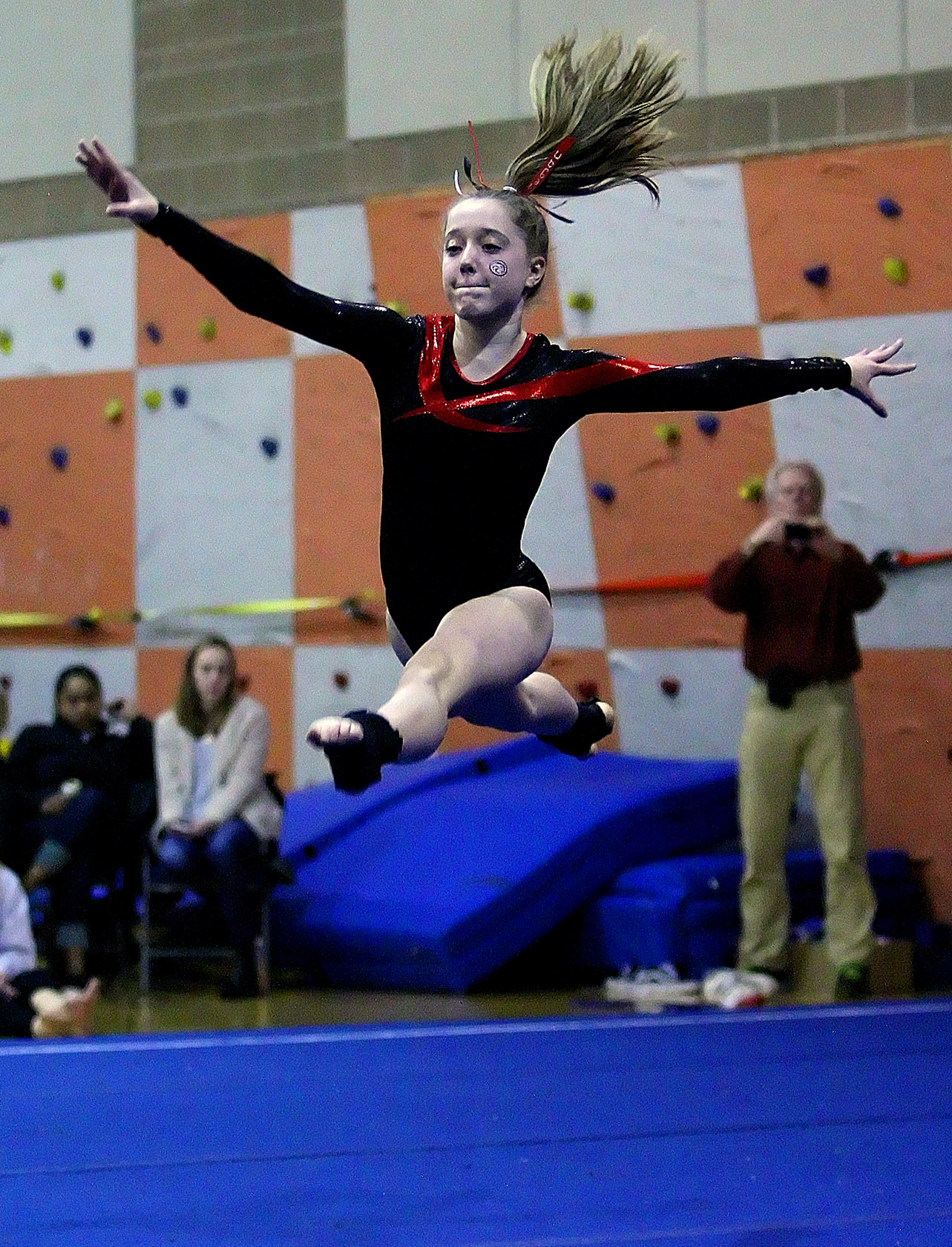  A Ballard gymnast does her floor exercise. 