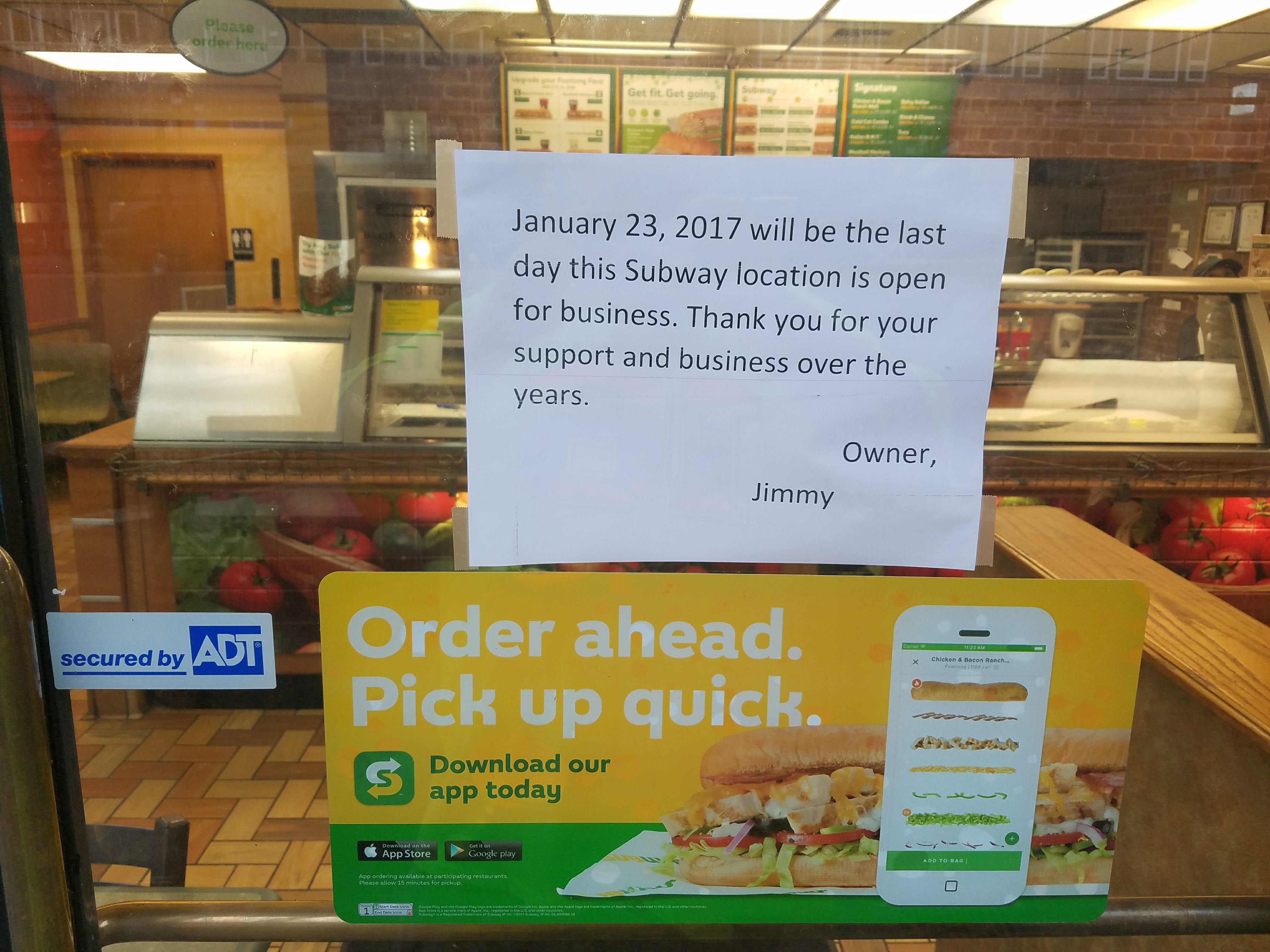 Closure notice