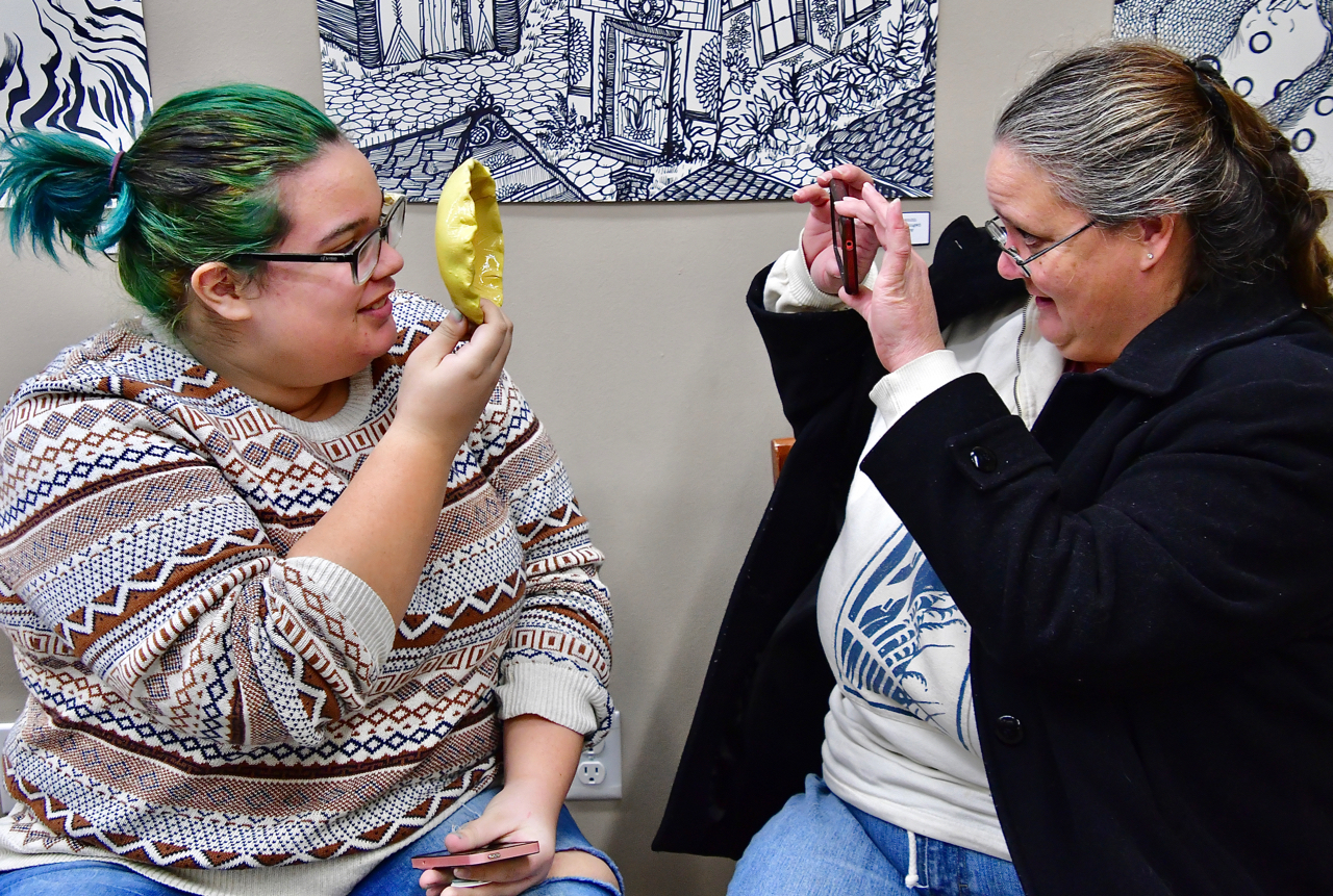 bowl selfies at Empty Bowls in Burien