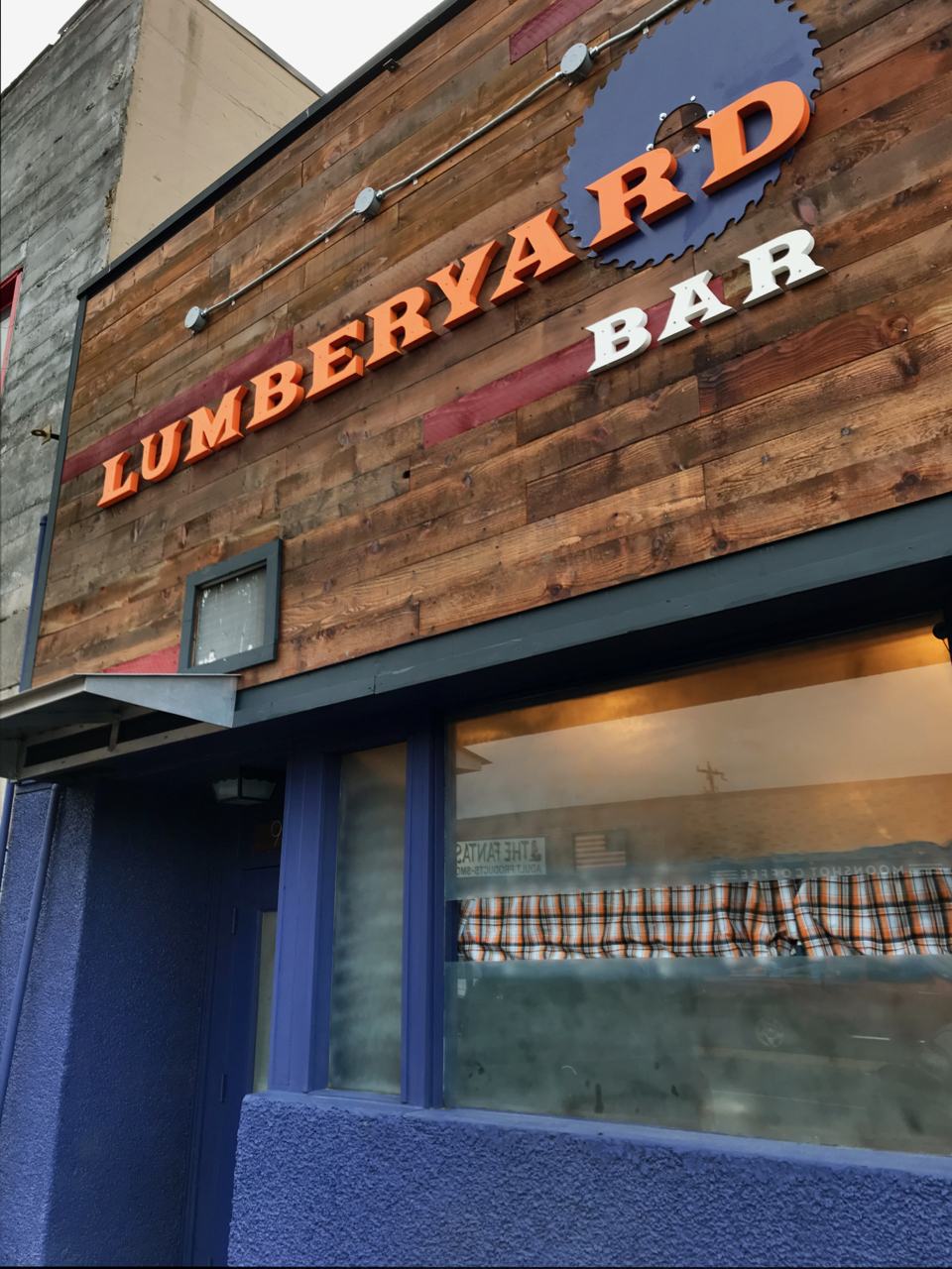 Outside signage for the Lumberyard Bar in White Center.