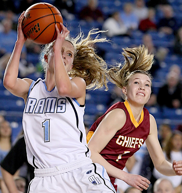 Flashback; Jordan McPhee during her high school years at Mt Rainier, playing at the Tacoma Dome in the state playoffs