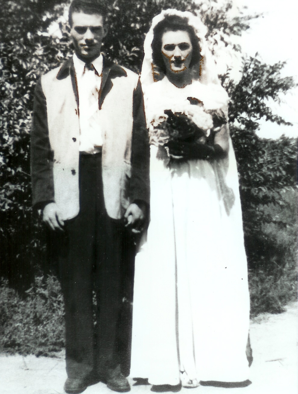 Alvin "Bud" and Alvina Springer on their wedding day, 75 years ago