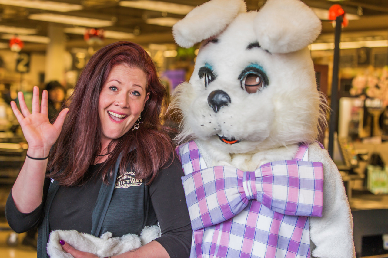 Michele and the Easter Bunny were ready for the crowd. Photo by David Rosen