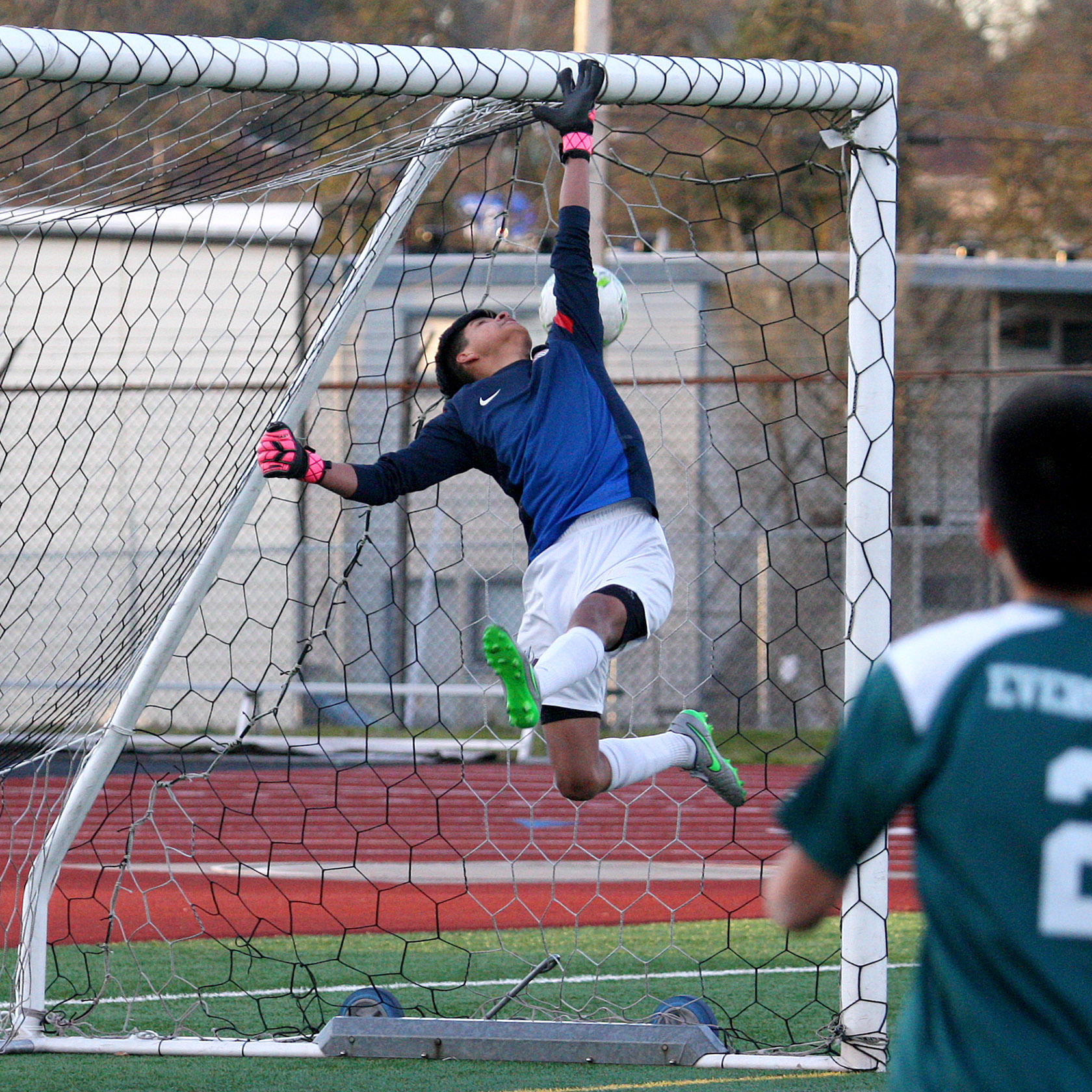 Tyee ties the game at two with this goal at 14:23 in the second half against Evergreen's Samuel Serrano-Perez.