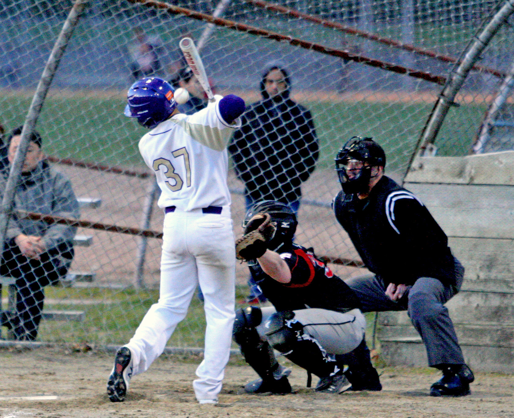 Joshua Enciso of Highline is hit by a pitch.