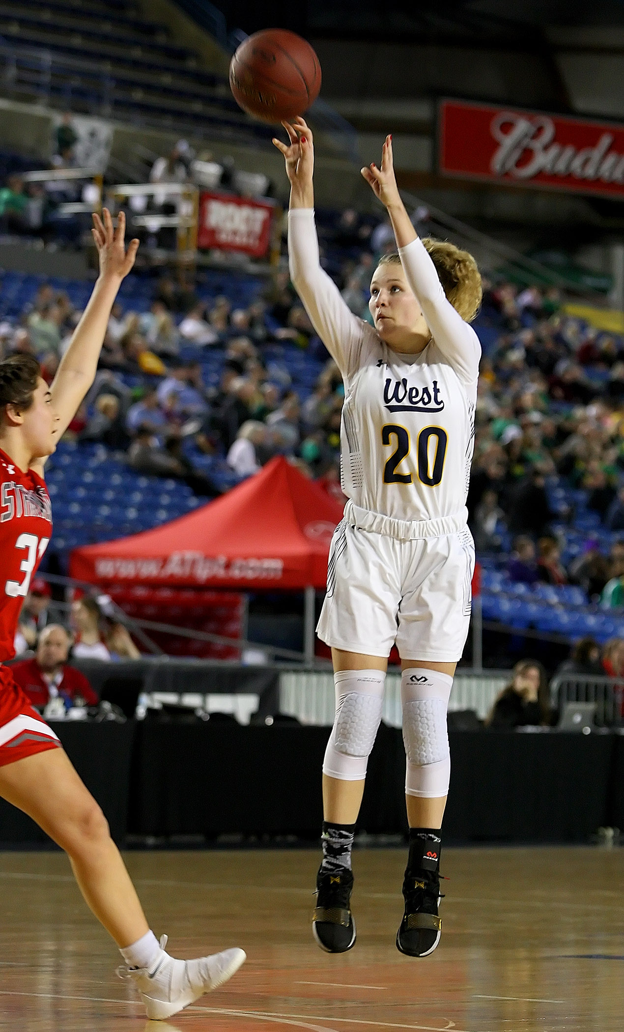 Grace Sarver of West Seattle scores on this jump shot against Stanwood's Madison Chisman.