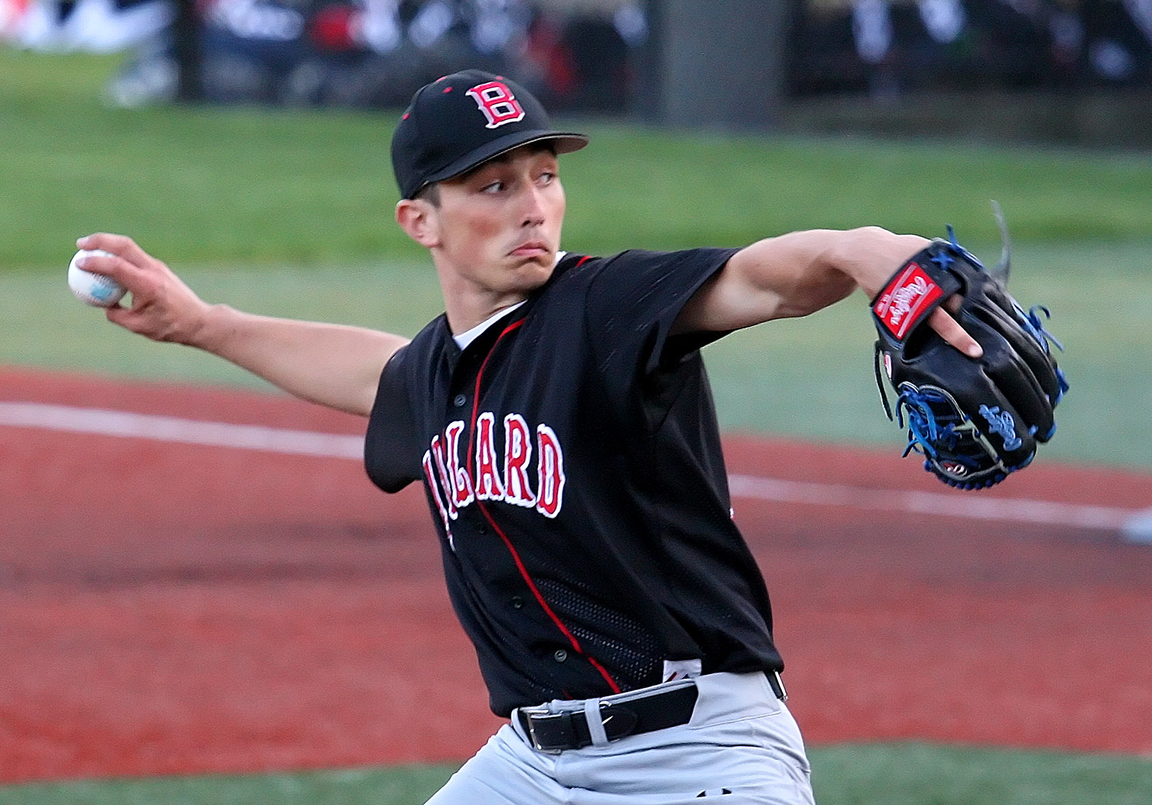 Jay Dunbar of Ballard delivers his pitch home.