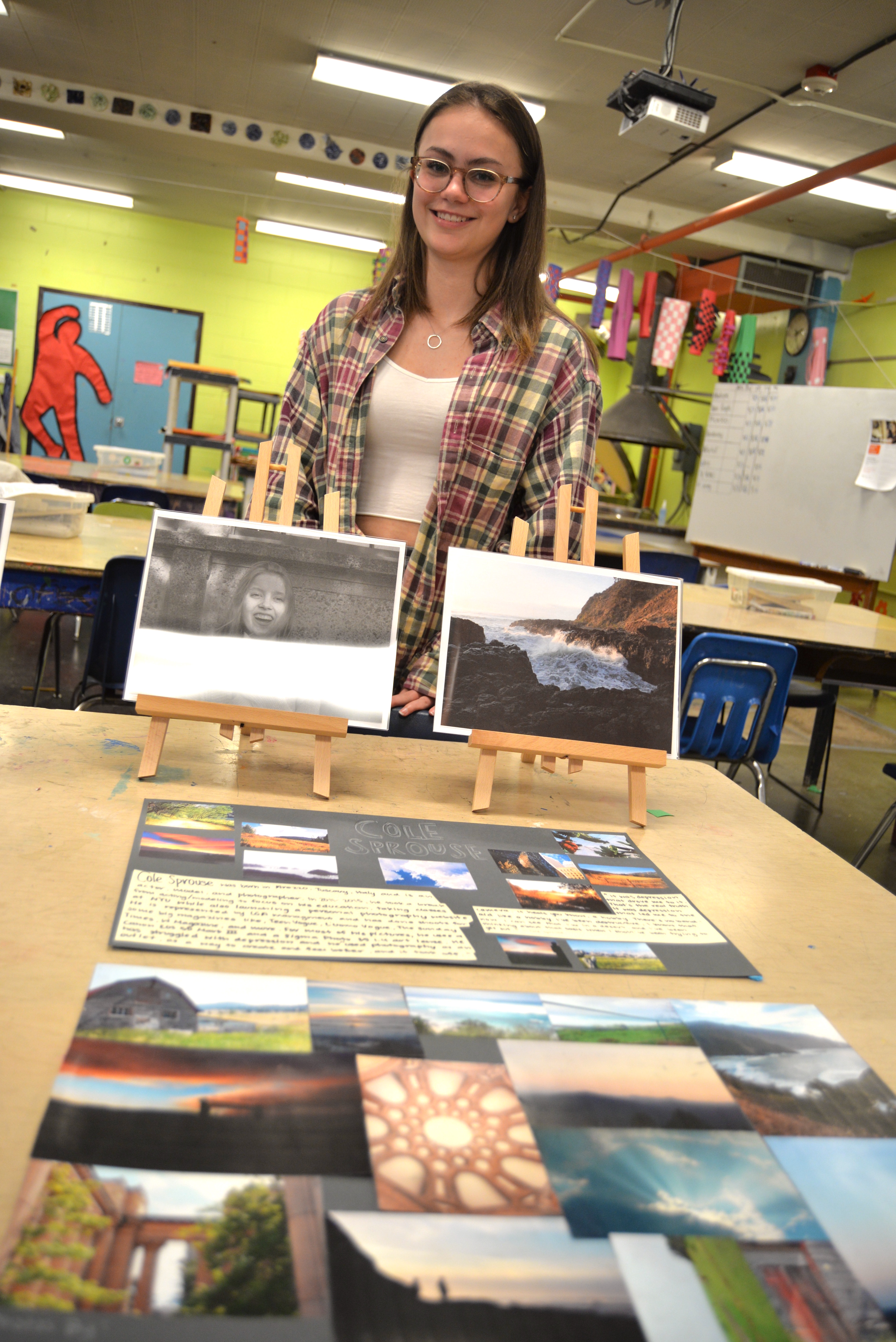 Dylan Sutherland with her work 