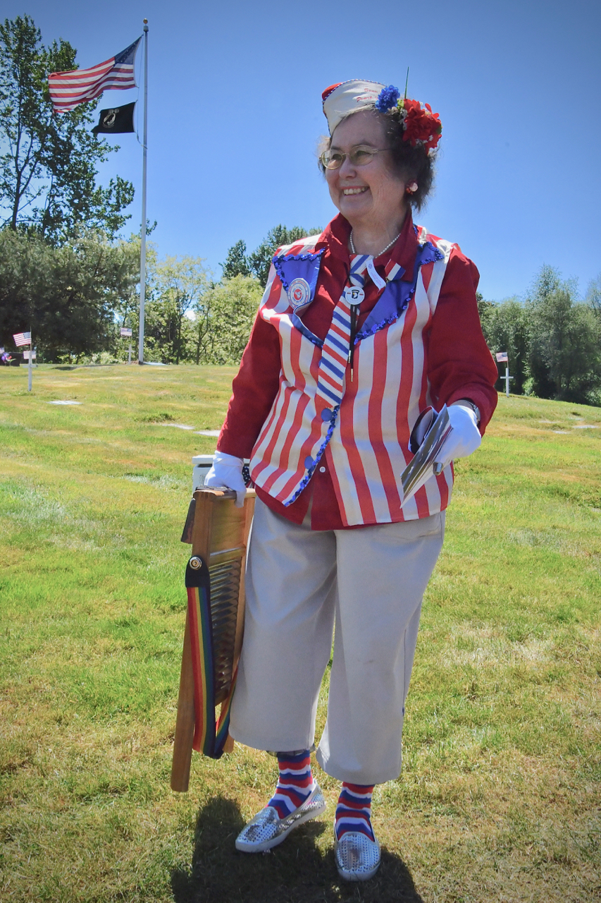 Carol Johnston was part of the band and very patriotically dressed. 