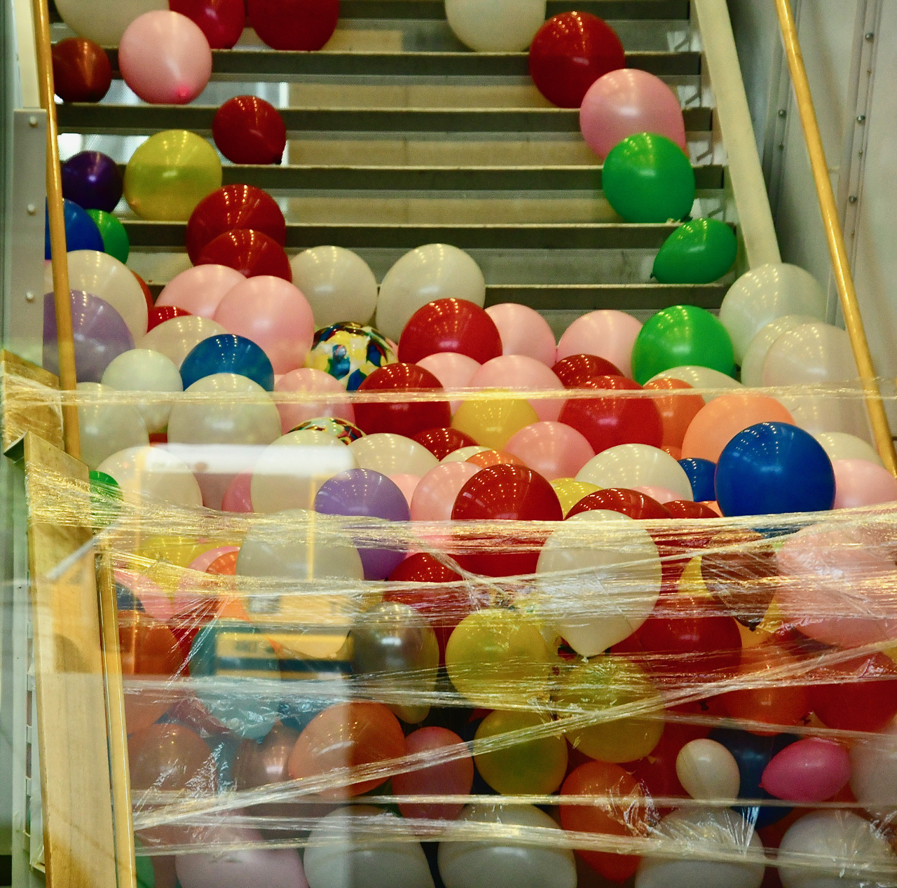 Balloons in staircase