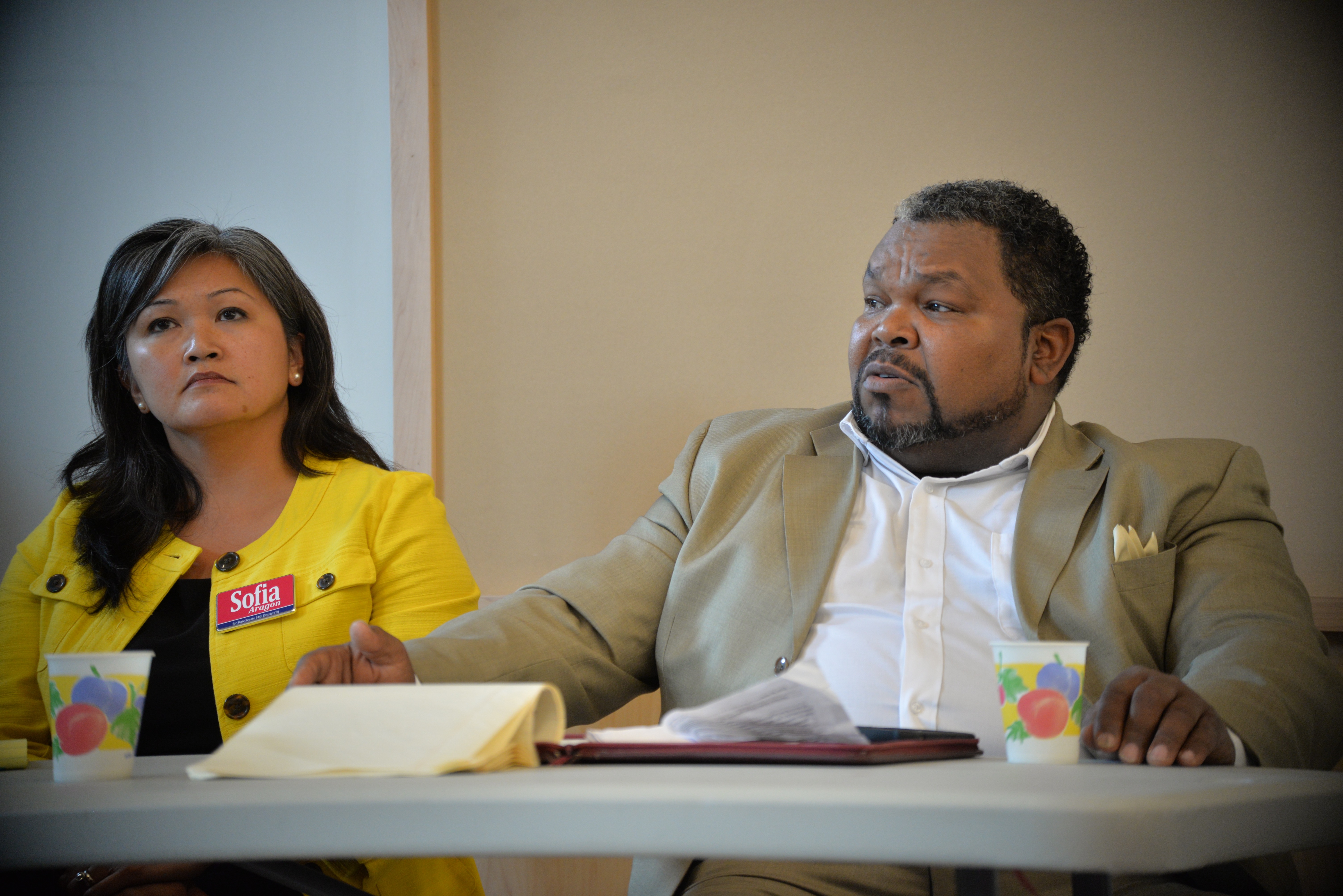 Candidates Sofia Aragon and Lem Charleston agreed on the importance of labor unions and protecting the environment. 
