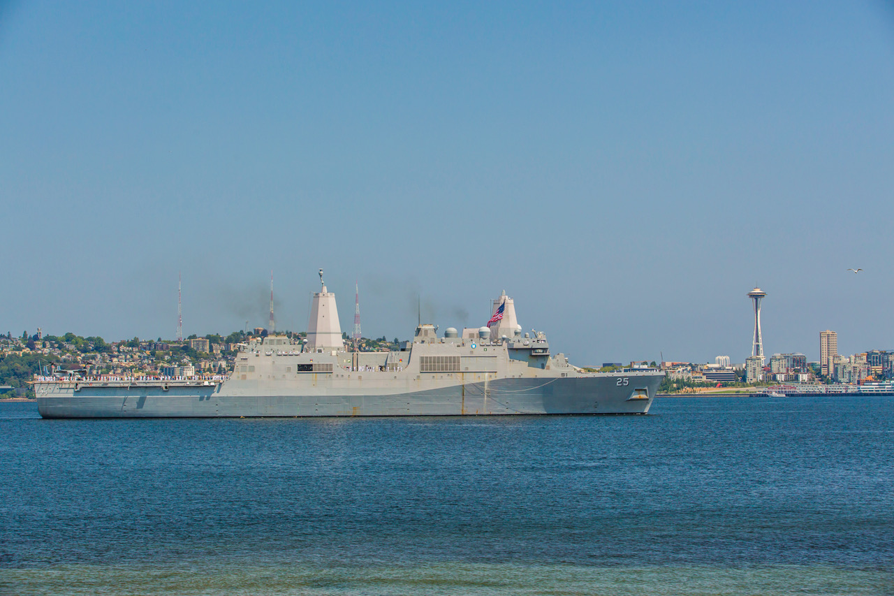 US Navy ship in Elliott Bay