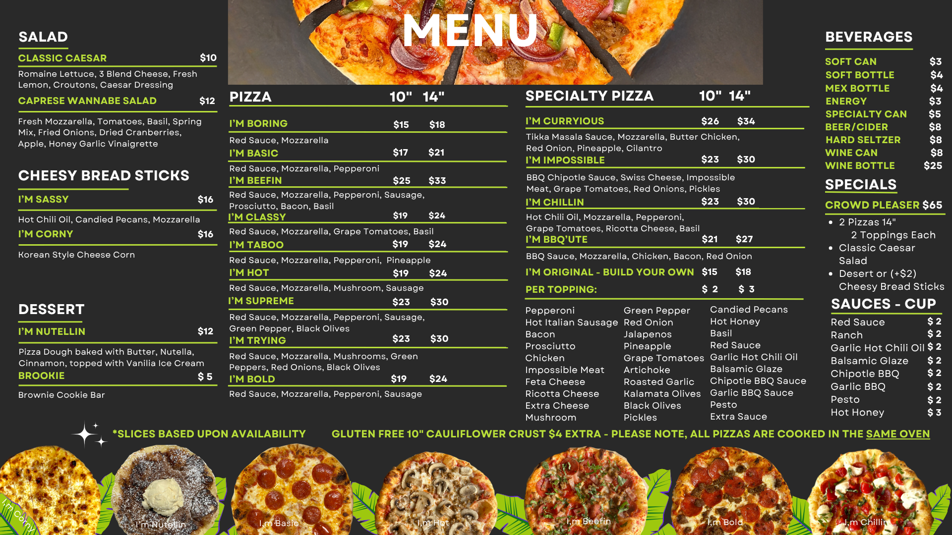 In Pizza We Crust Menu