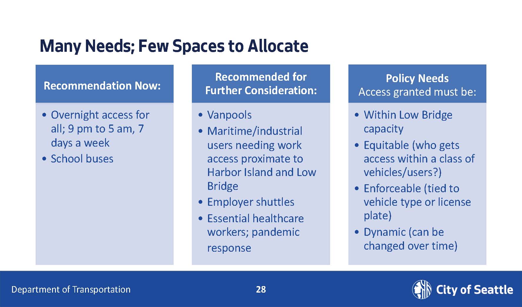 recommendations and considerations