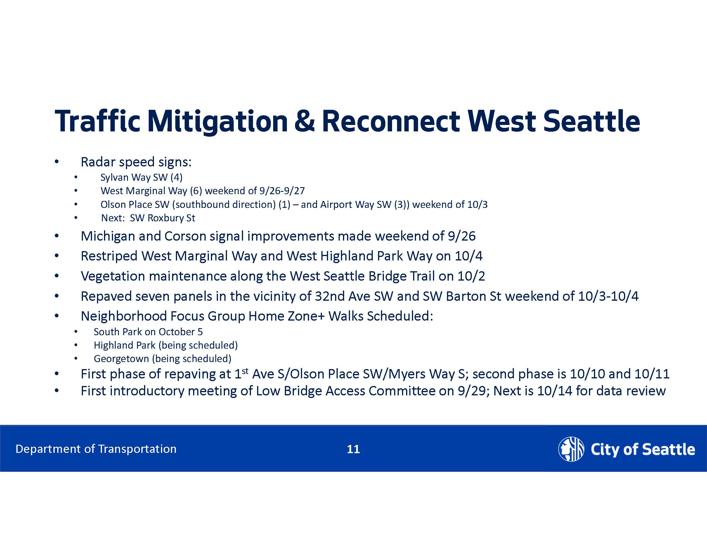 traffic mitigation and reconnect West Seattle