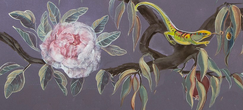lizard and peony
