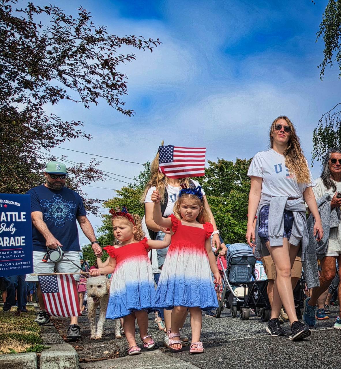 girls in red white and blue