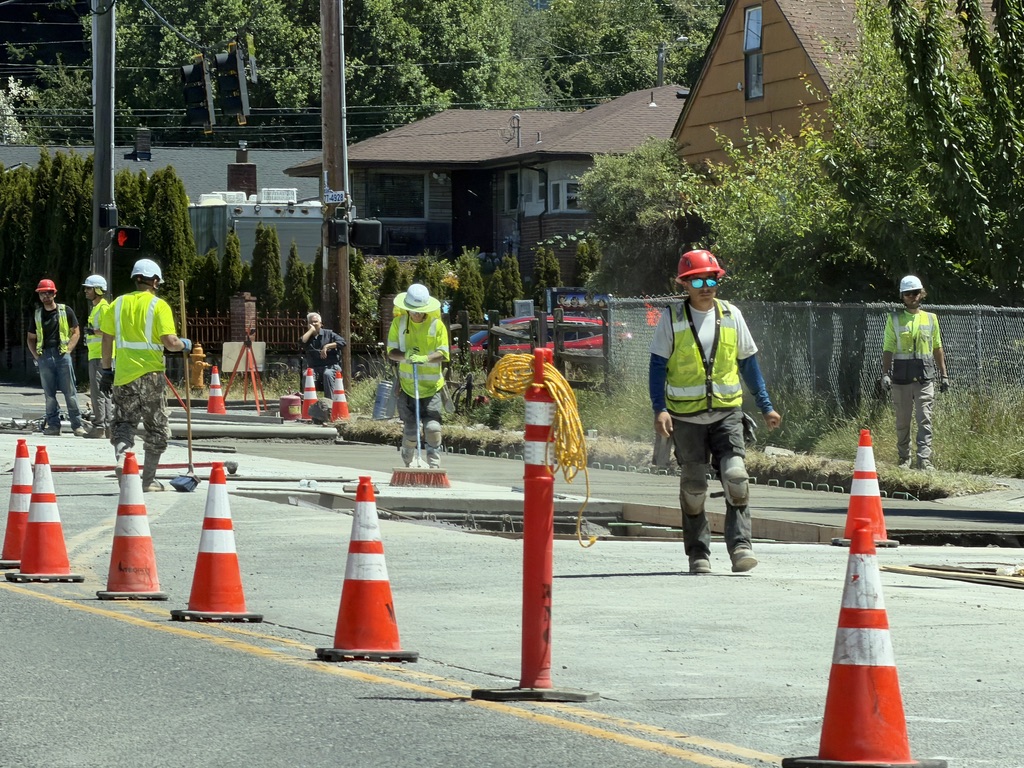 road workers on Barton Street SW