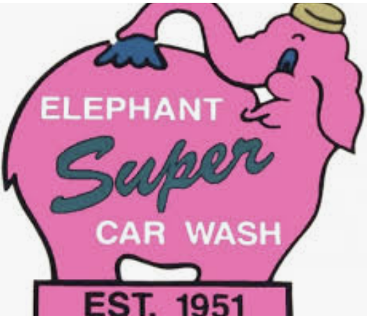 pink elephant car wash sign