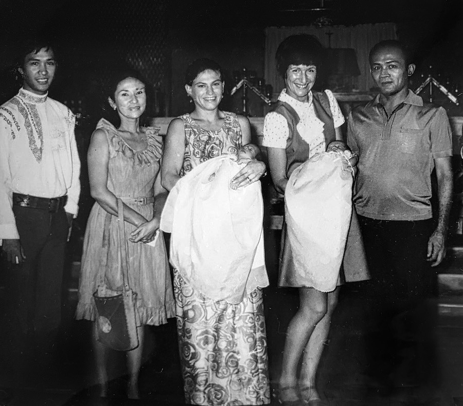 Natasha and Bernabe’s Baptism and sponsors. Ric, Mancia Norma, me and Ben. Cut my hair. Too hot.