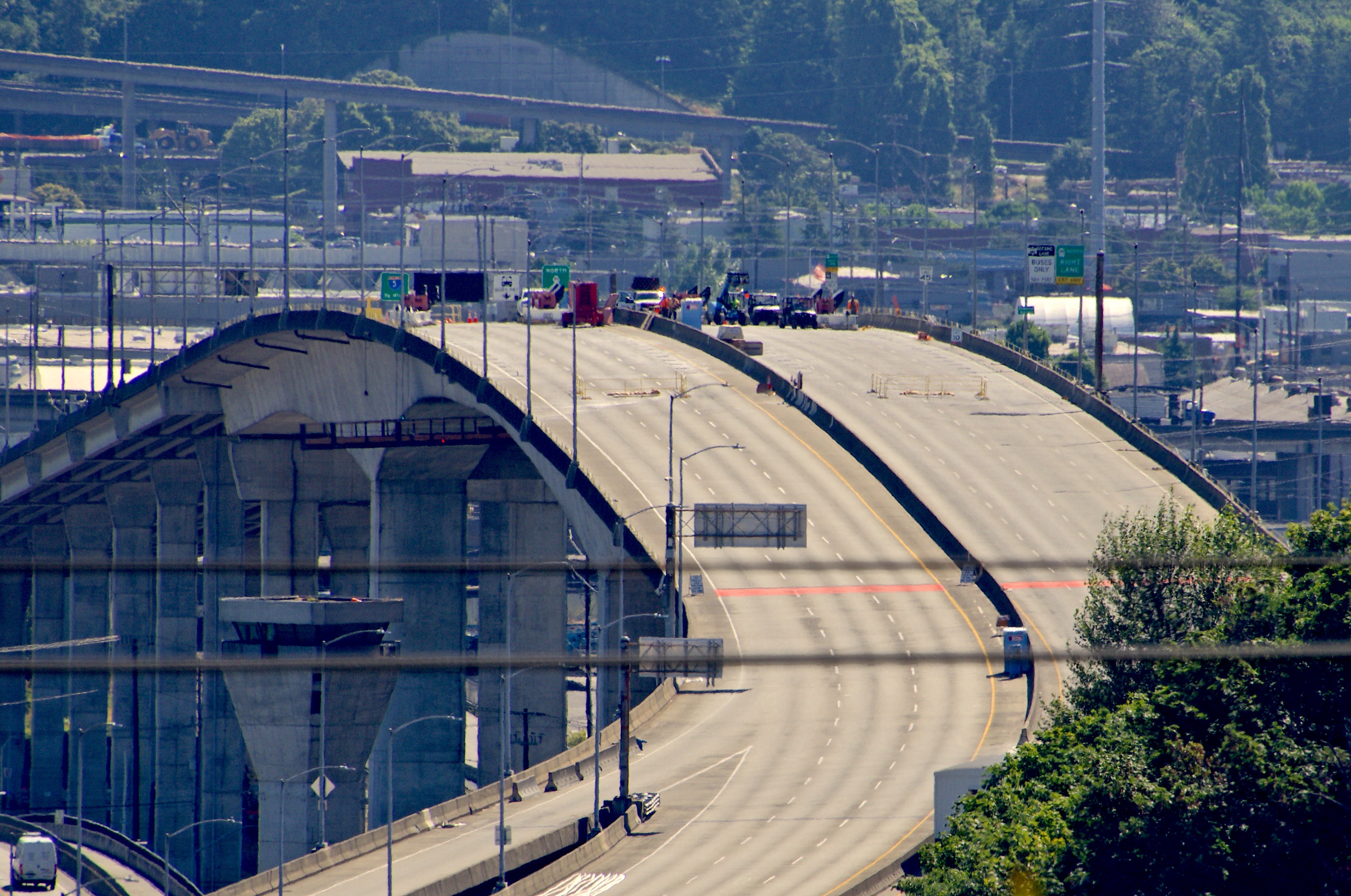 crews on top of the West Seattle Bridge