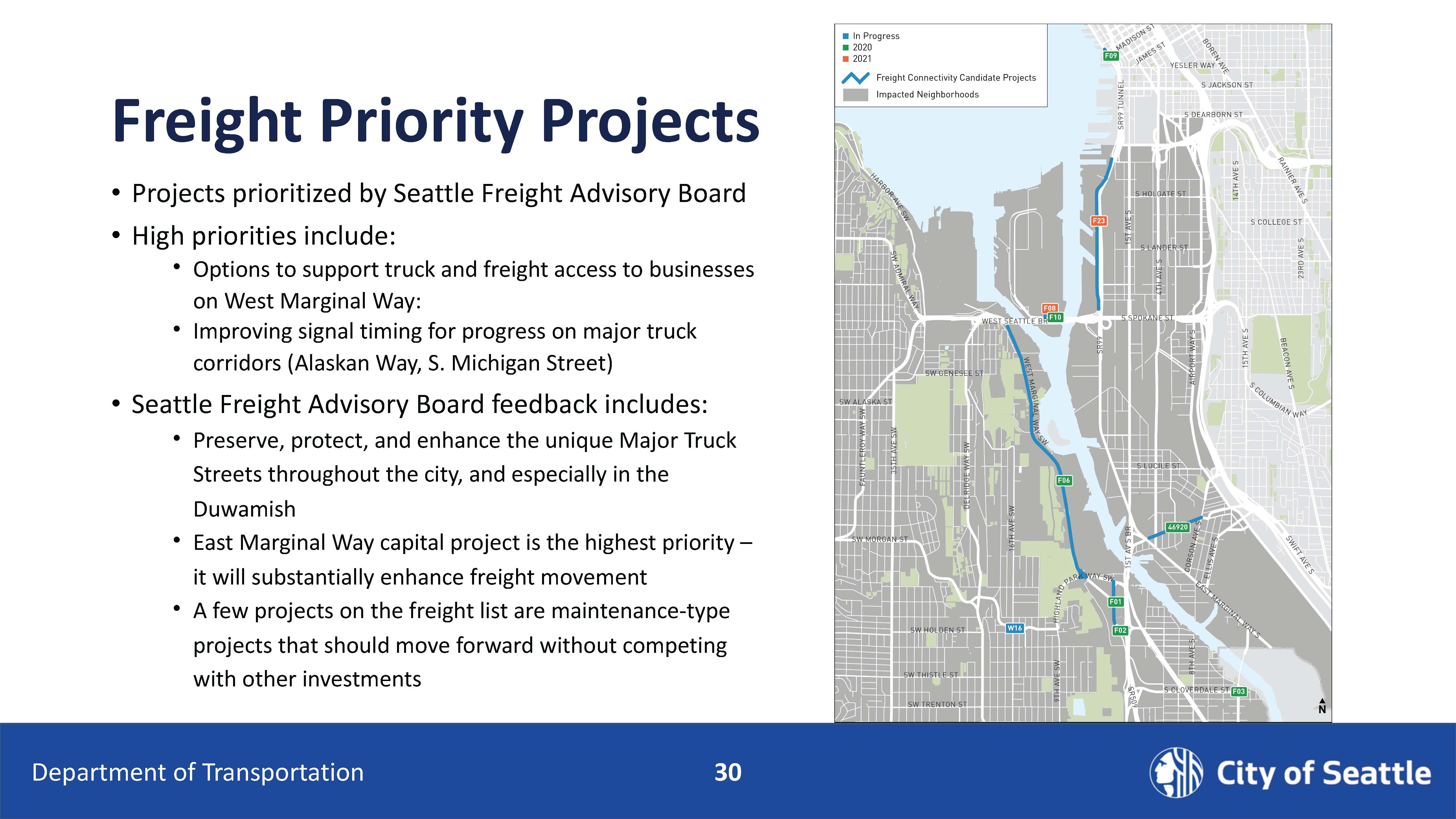 Freight priority projects