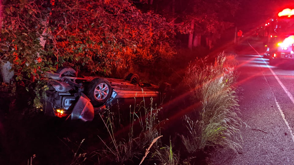 car in ditch