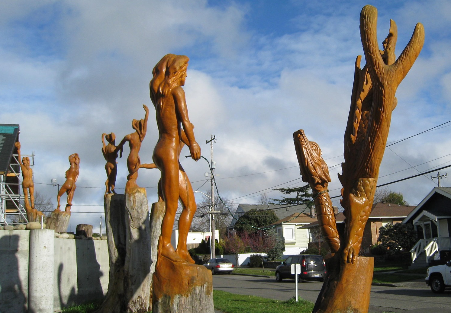 carved tree stumps