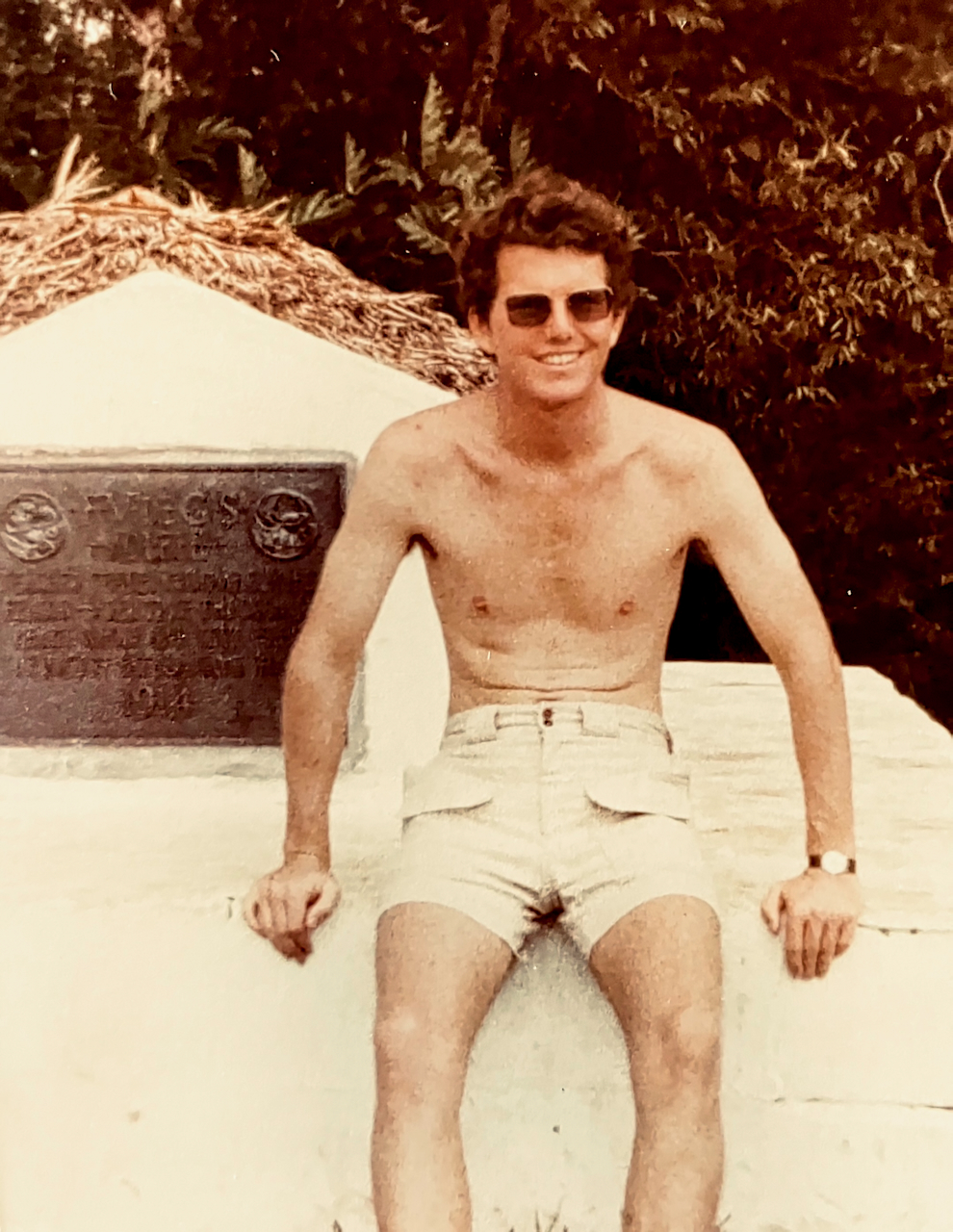 CW at the grave of Robert Louis Stevenson atop Mt. Vaea in 1977.