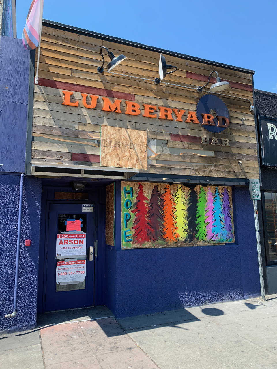 The front of the lumberyard bar