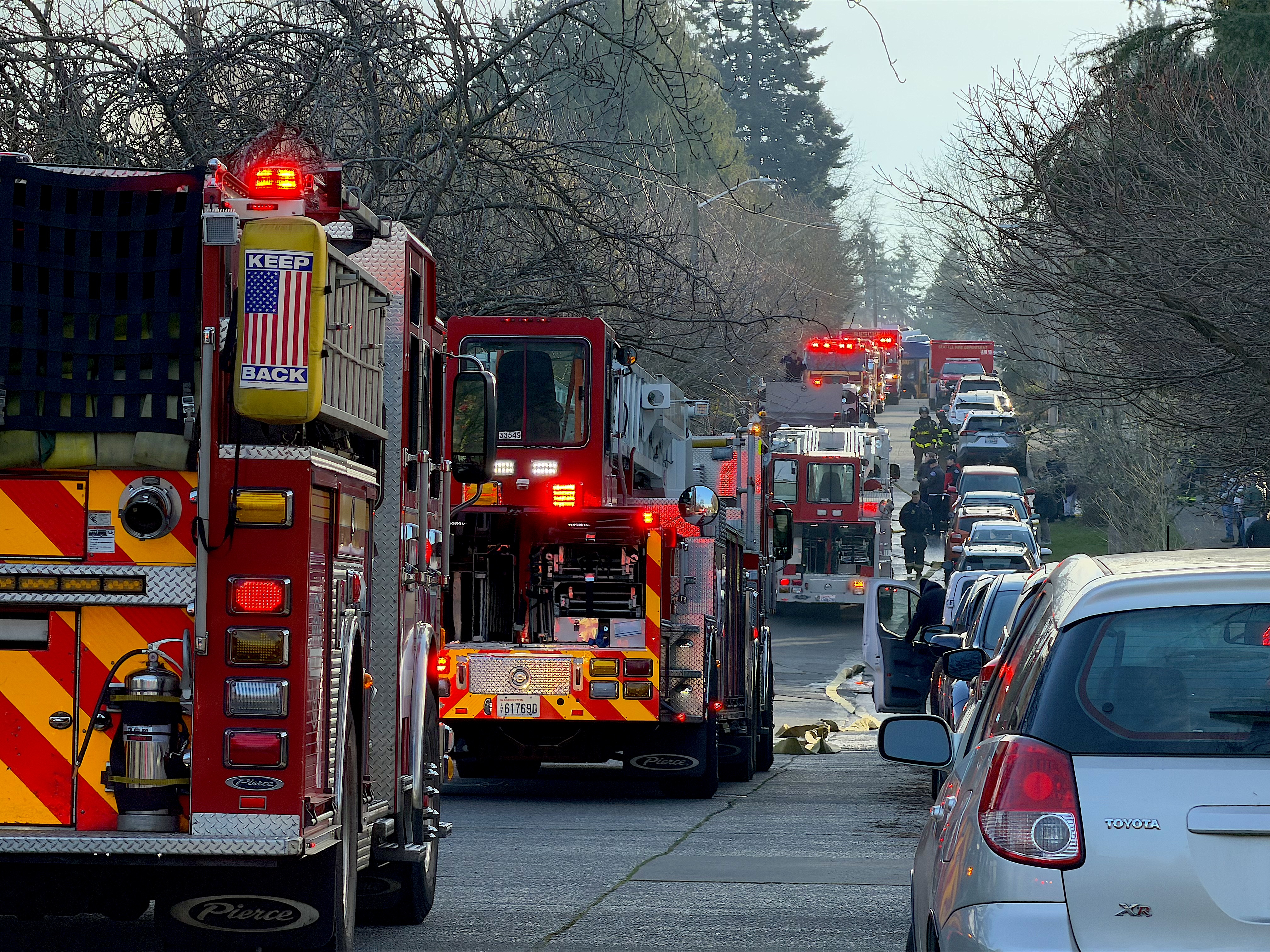 fire trucks on street