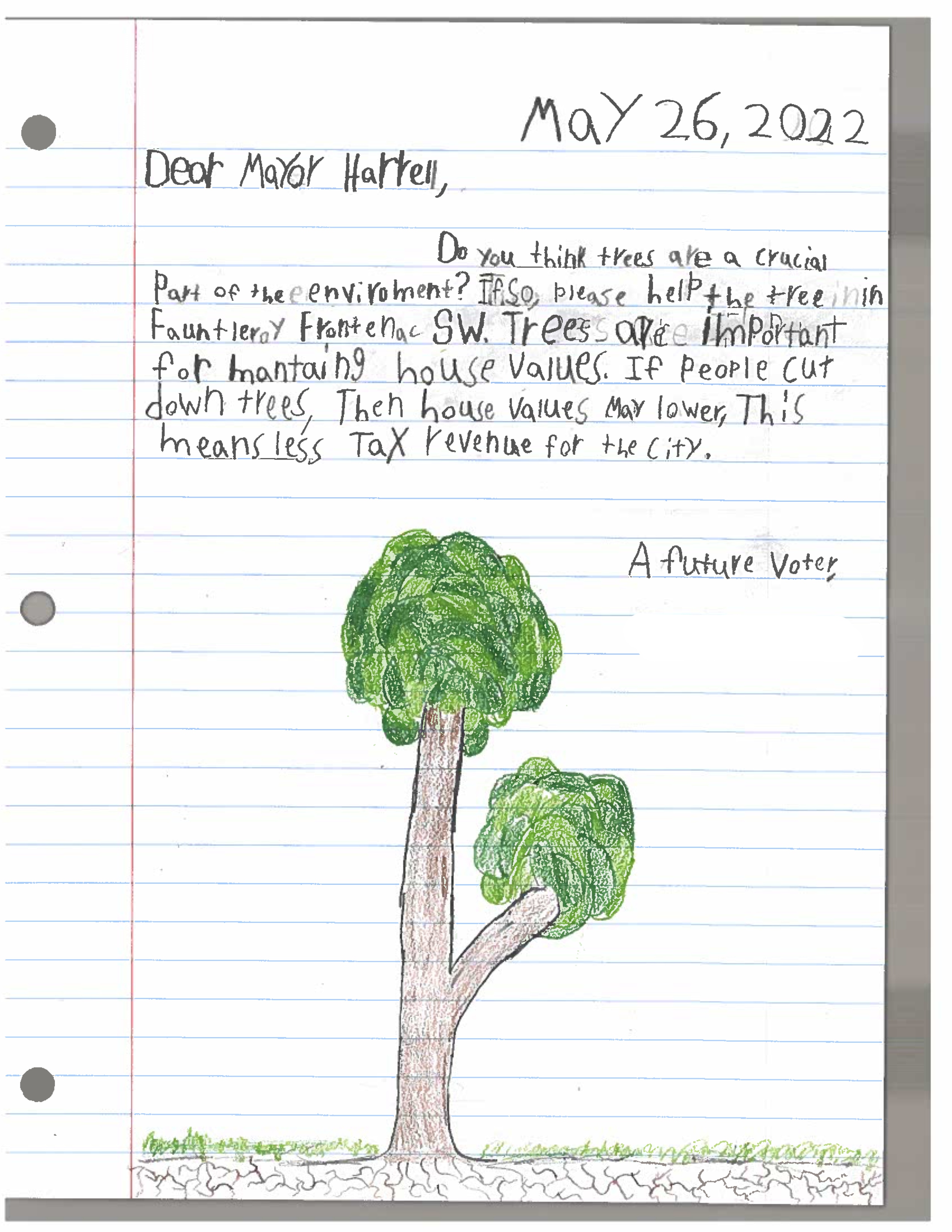 kid letter to Mayor
