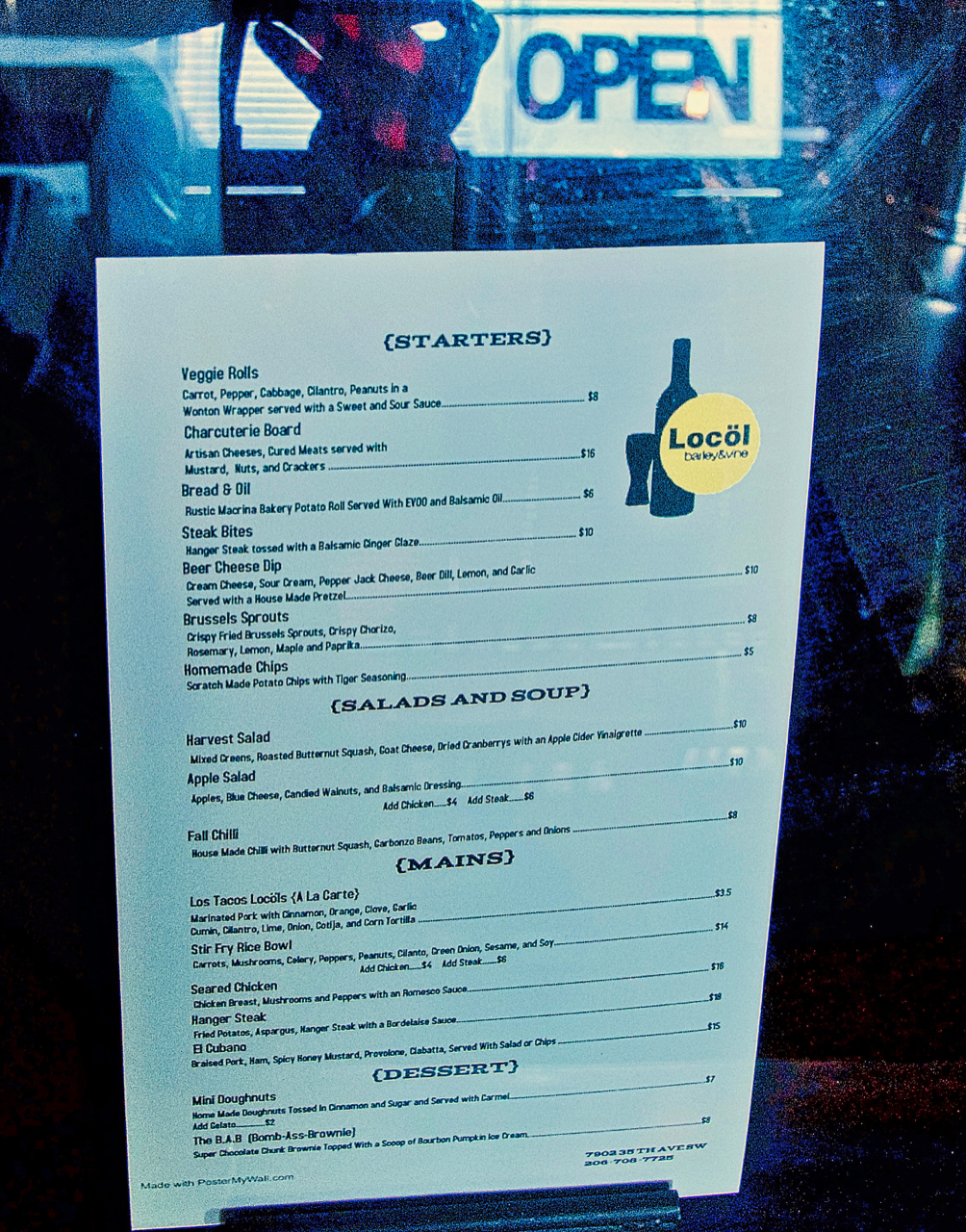 The menu