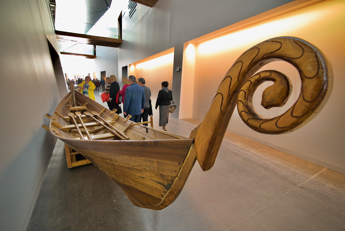 Canoe on display.