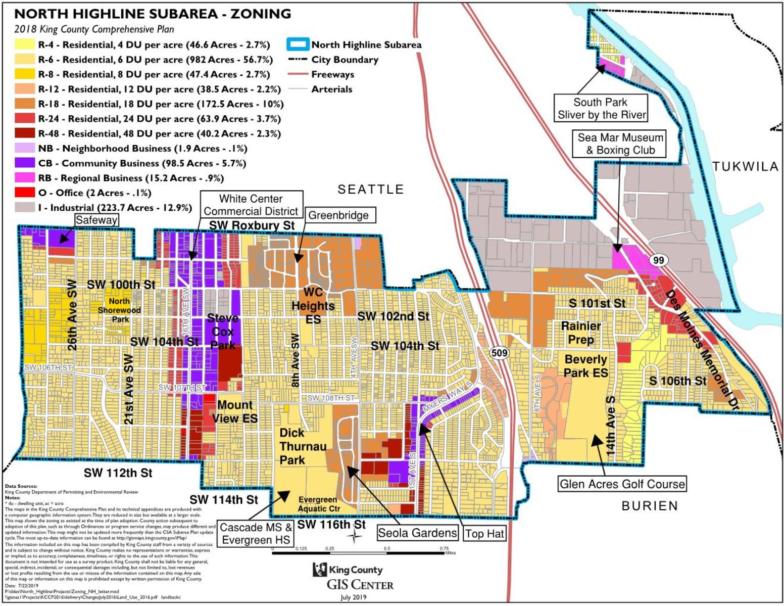 North Highline Subarea Zoning Map