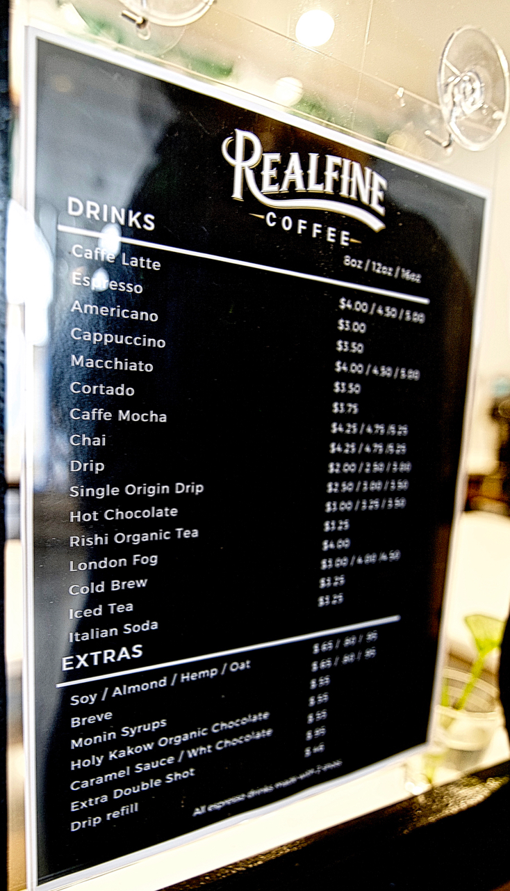 Menu at RealFine