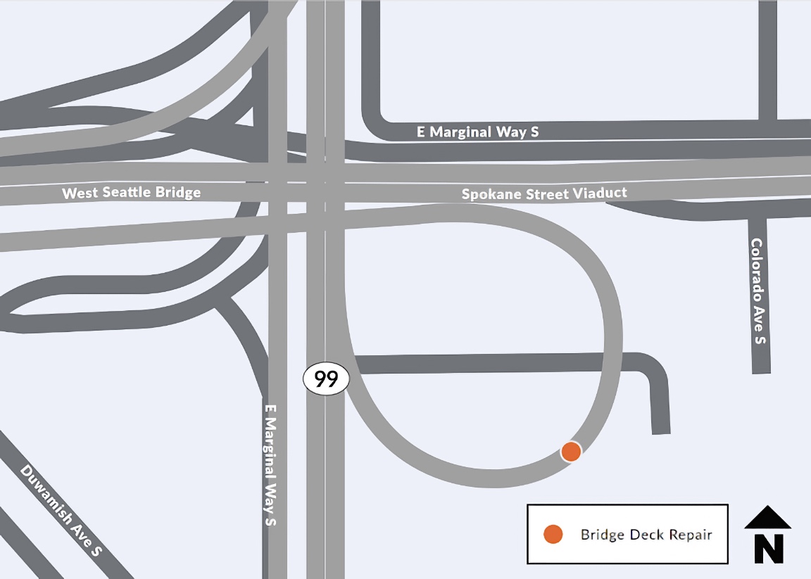 Work area for SR 99 ramp repair