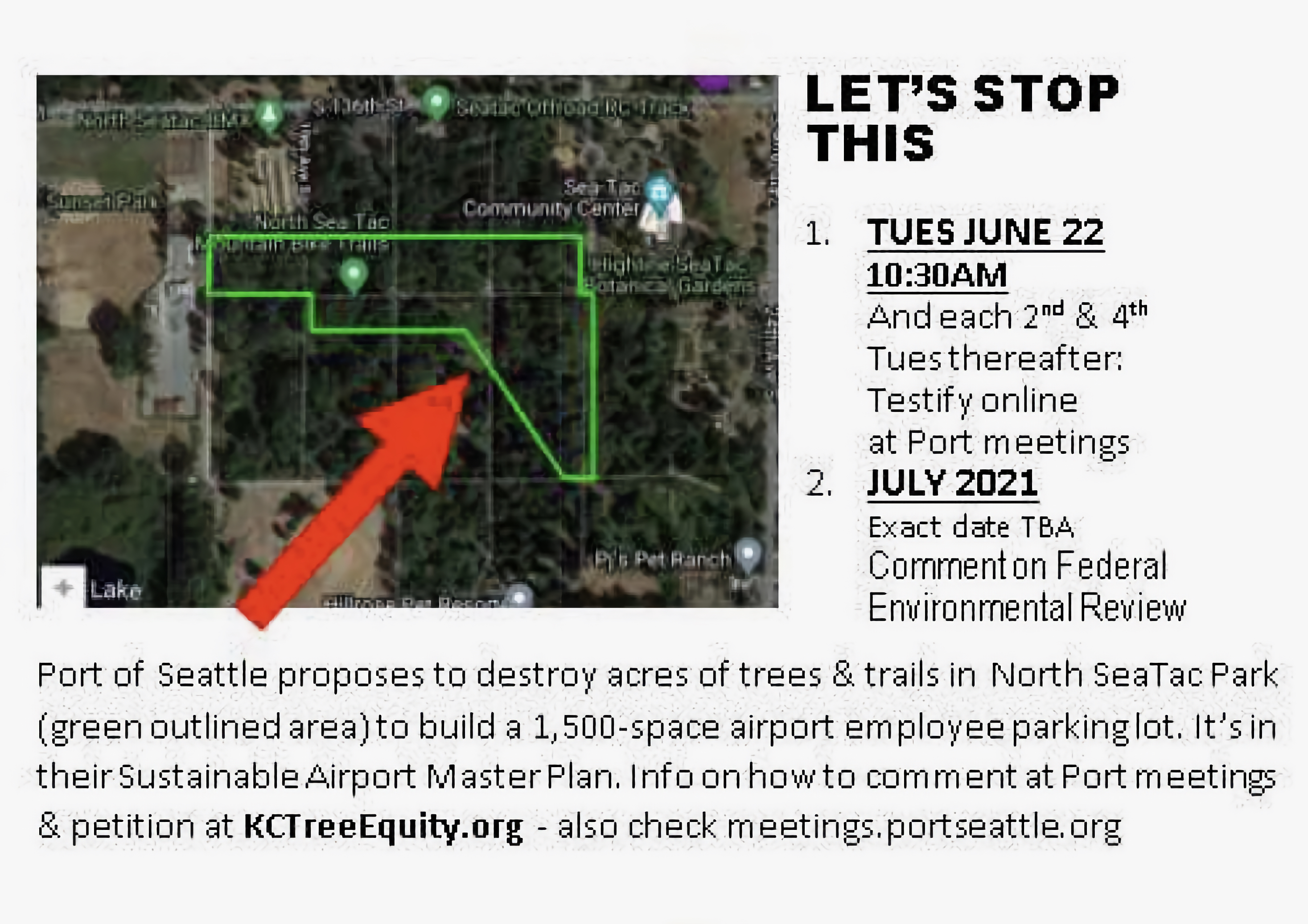 Stop the port parking lot plan flyer