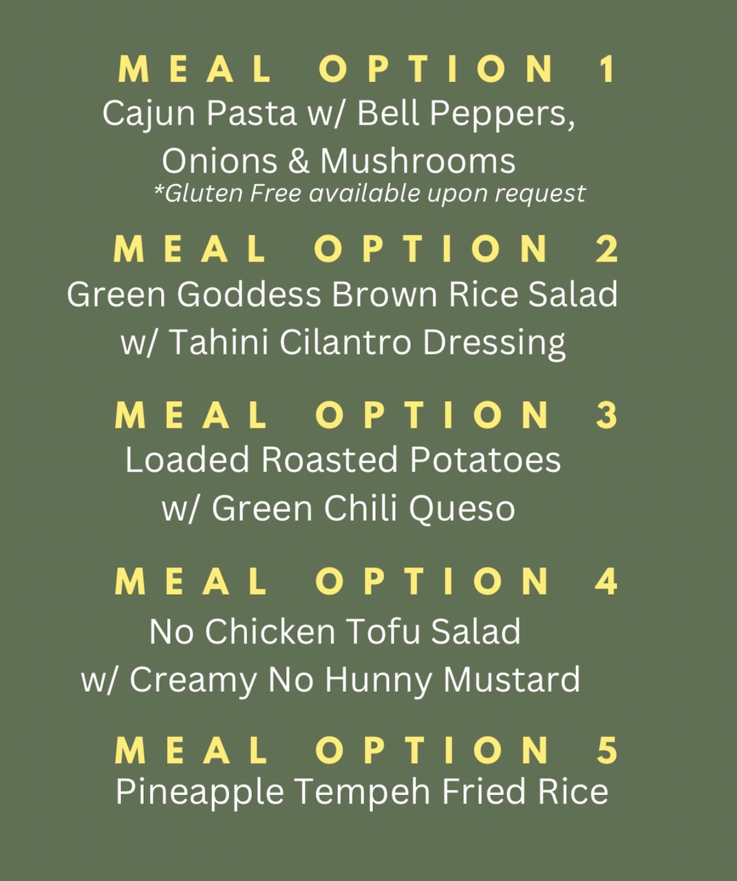 THB meal options