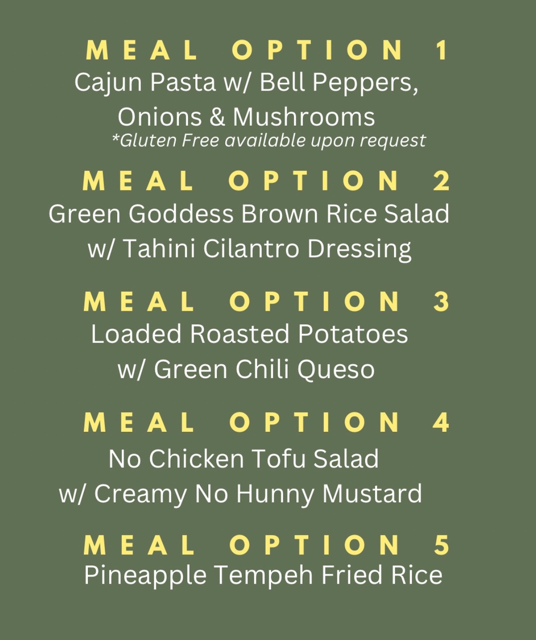 THB meal options