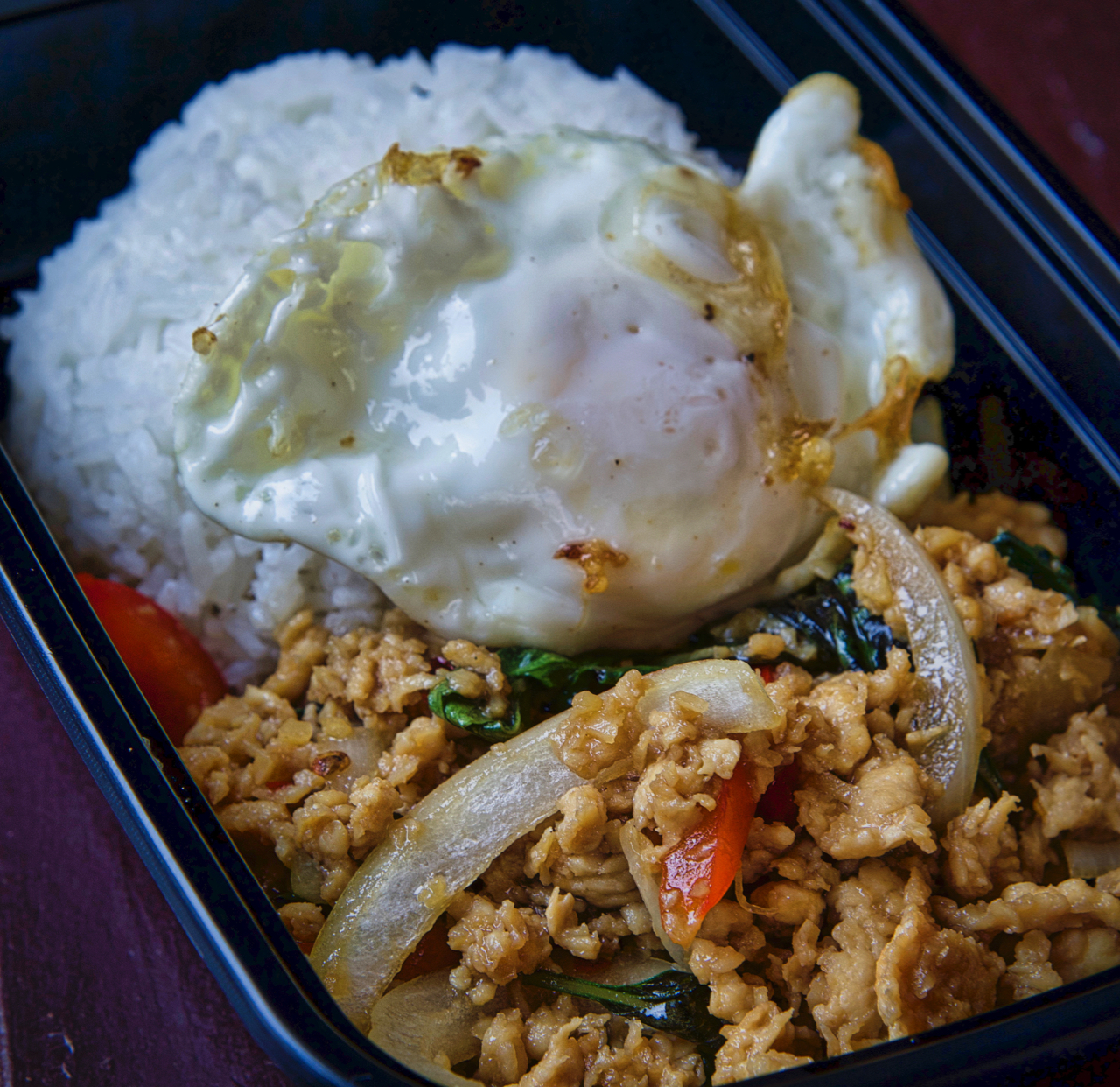 Chicken with egg and rice
