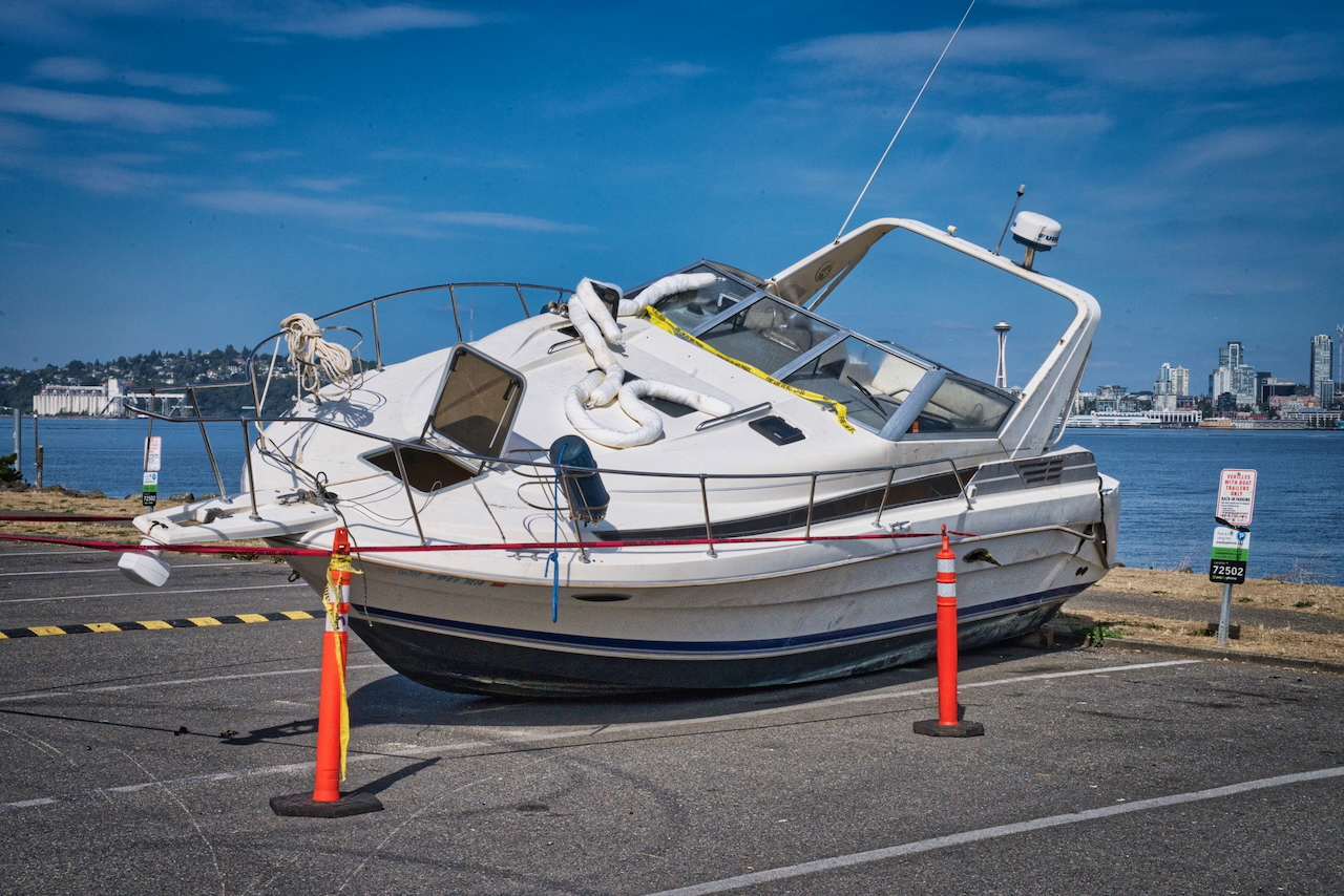 boat on its side