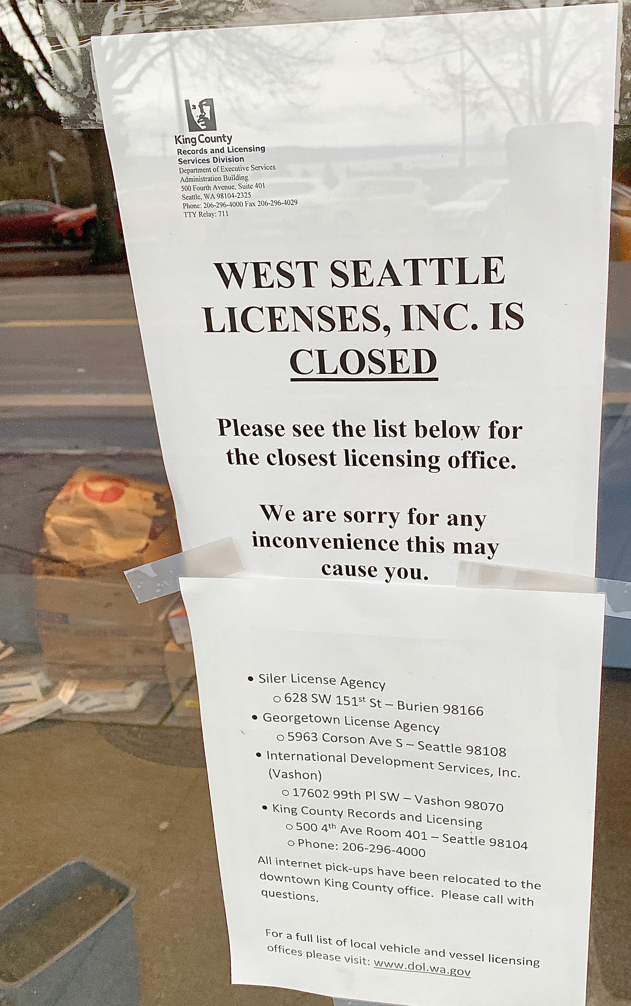 West Seattle License closed